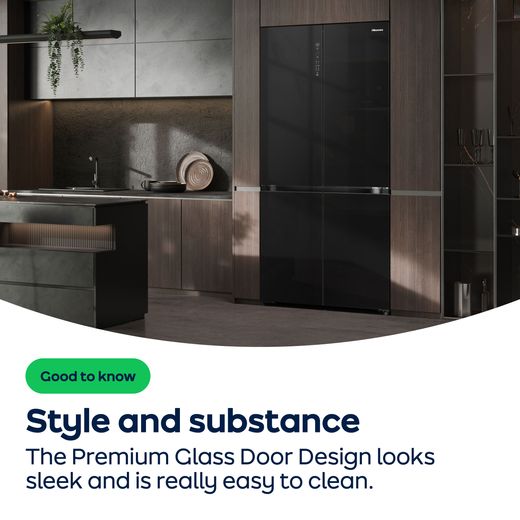 Hisense American Fridge Freezer - Silver Glass - AO Annotation - Glass Door Design